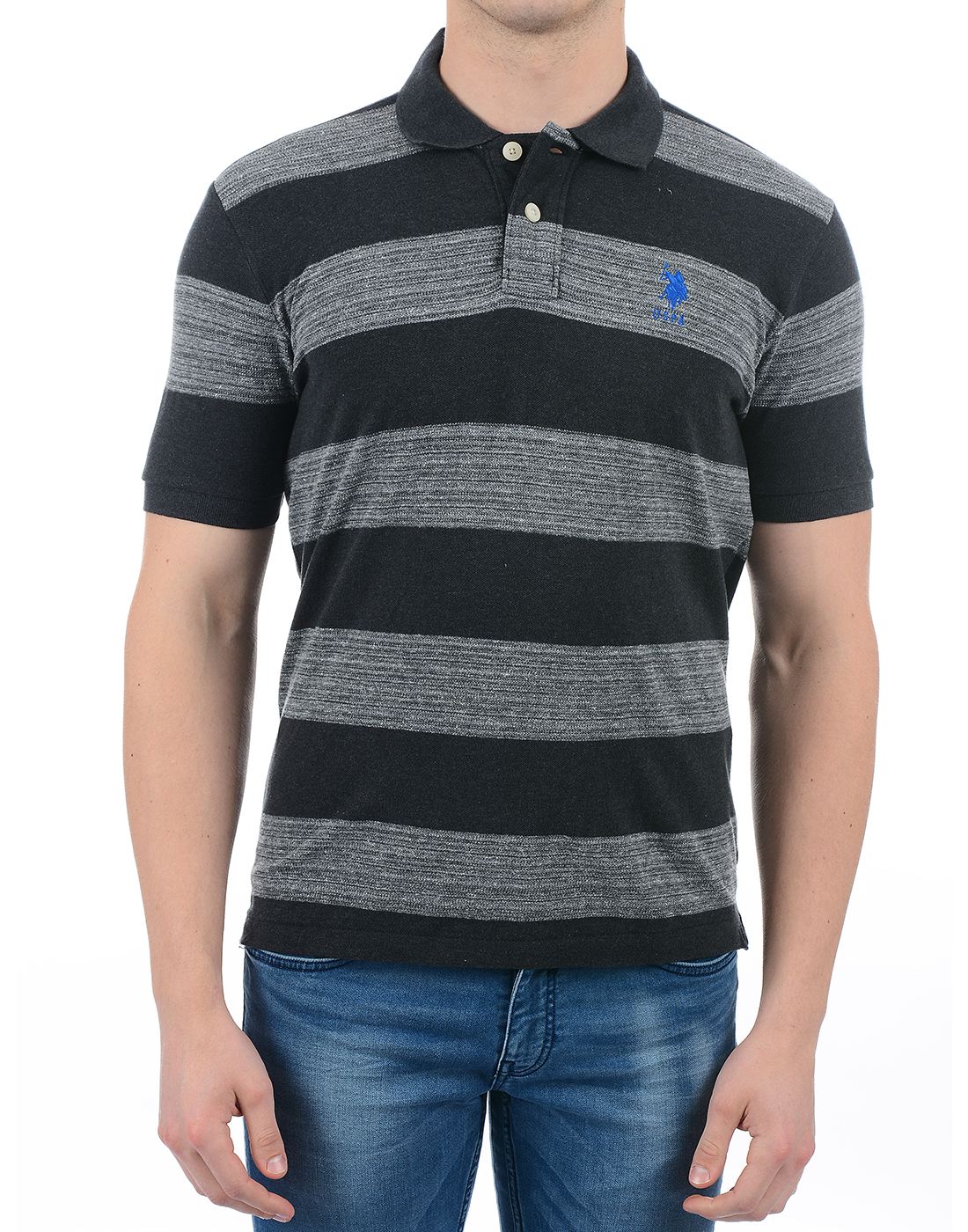 U.S.Polo Assn. Men Casual Wear Striped Black T-Shirt